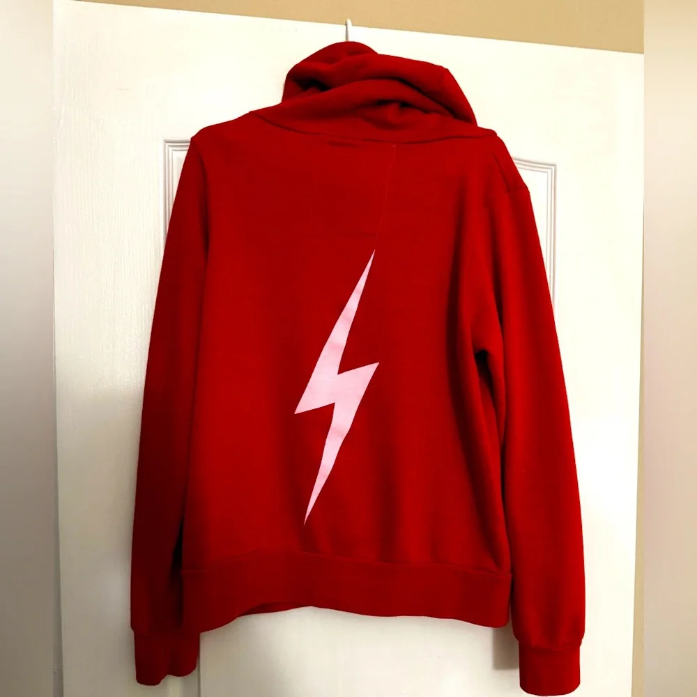 Aviator Nation bright red bolt hoodie full zip jacket large oversized ⚡️ - Picture 3 of 13